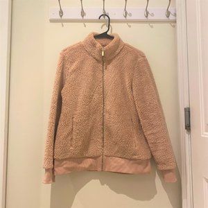 Calvin Klein Blush Pink Sherpa Zip Up Sweater Size Small